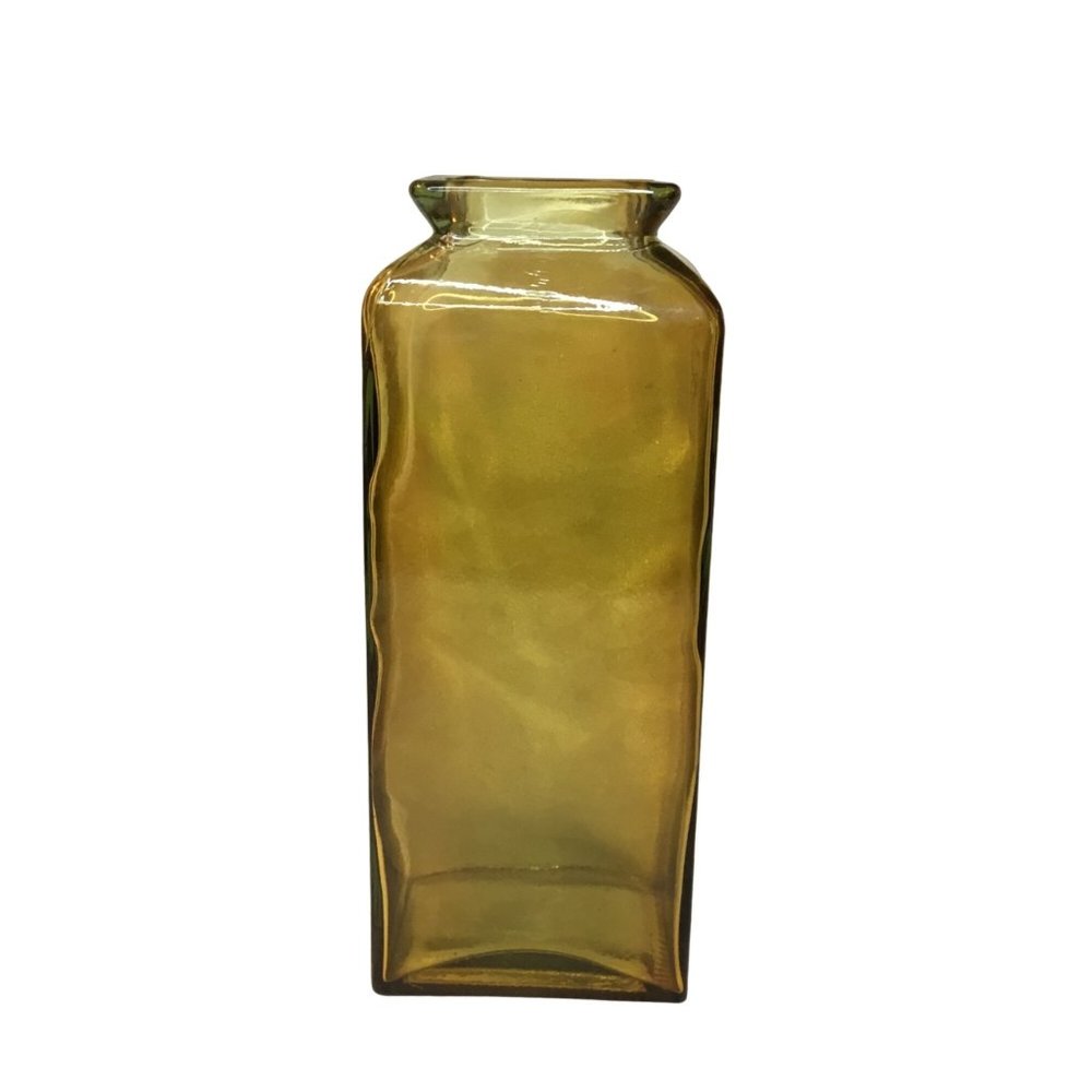 Heavy Gold Color Square Vase Unbranded